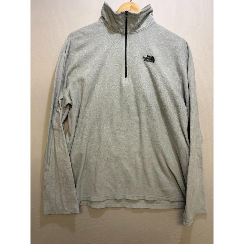 The North Face Quarter Zip Fleece Pullover Mens‎ Gray Logo Long Sleeve Outdoor